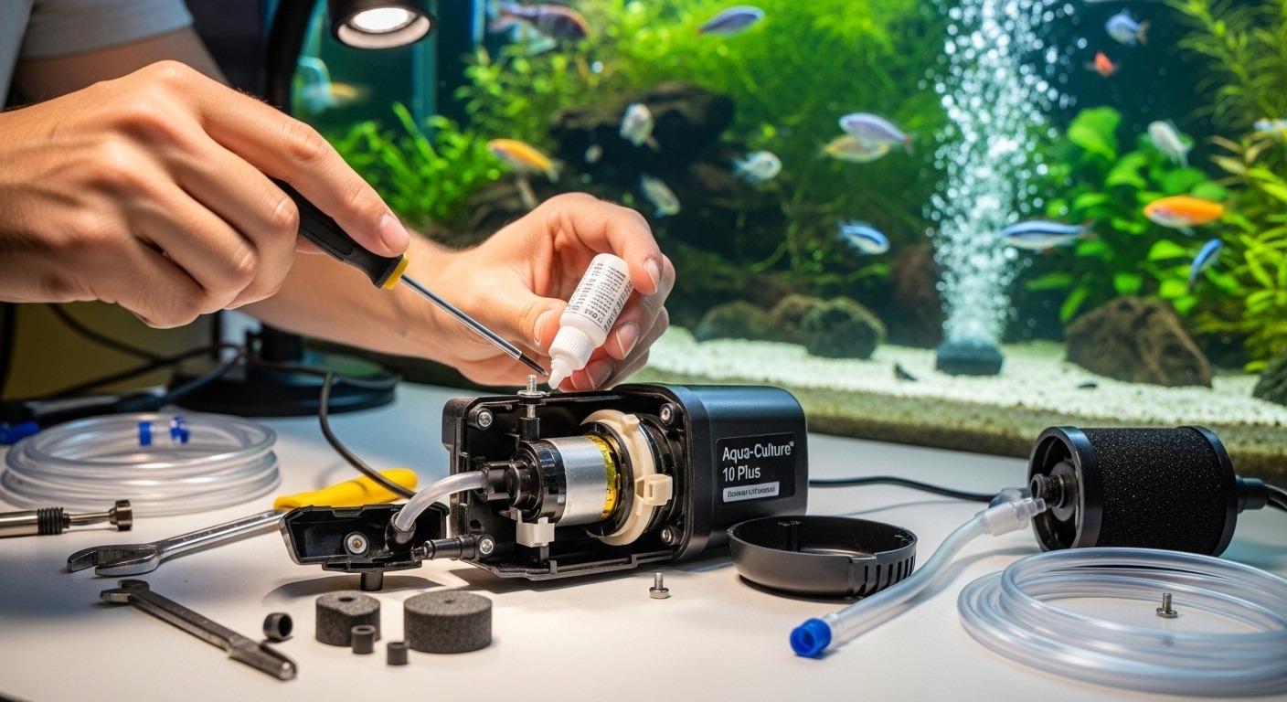 Replacing diaphragm inside aquarium air pump housing