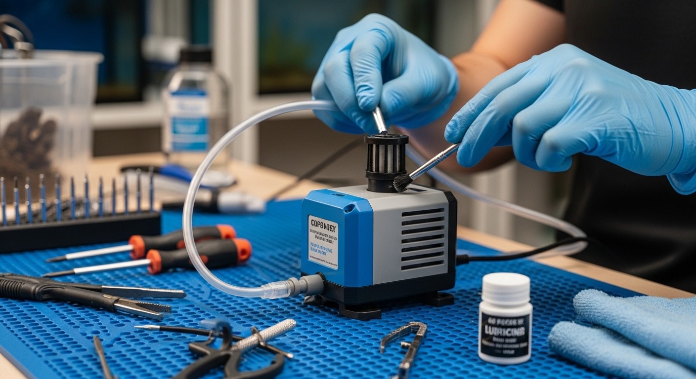 Diagram showing proper air pump setup with check valve installed