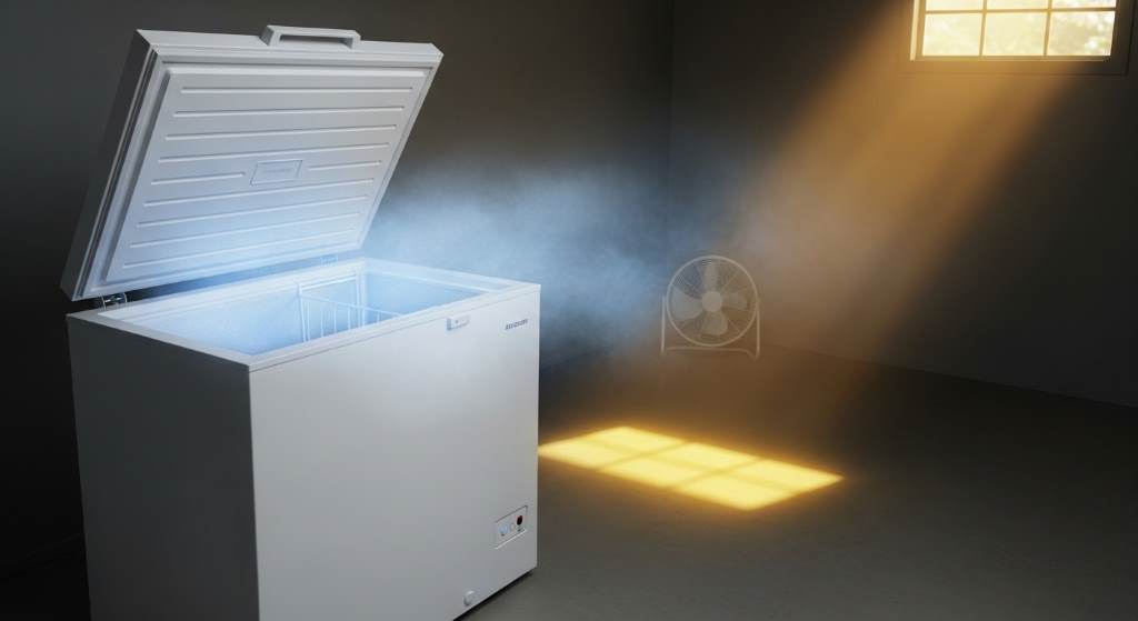 Deep freezer operating in humid Miami garage environment